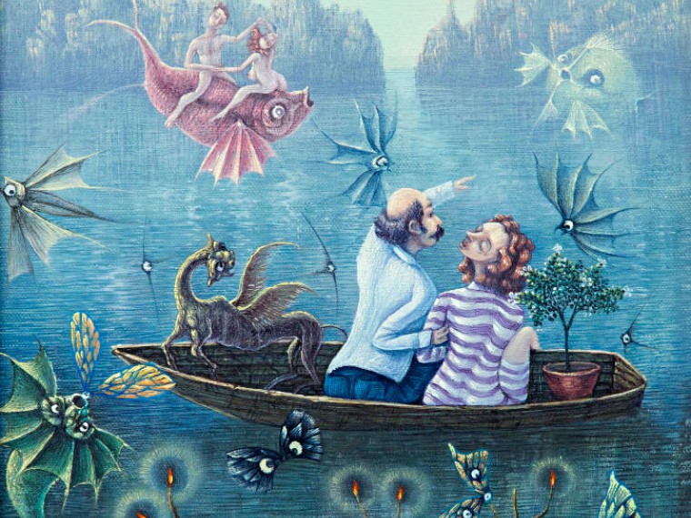 De la serie El bote de los sueños, 2016. Óleo sobre tela. 35 x 25cm