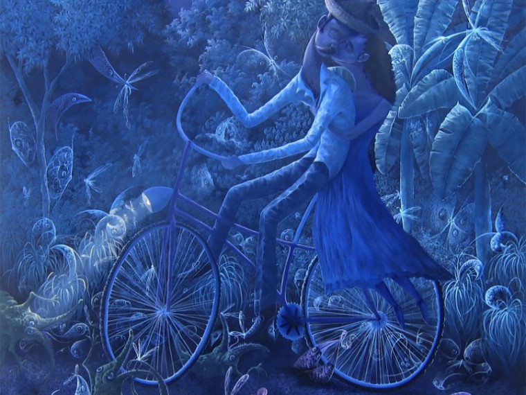 De la serie Nocturno. Bicicleta nocturna, 2006. Óleo sobre tela. 145 x 110cm